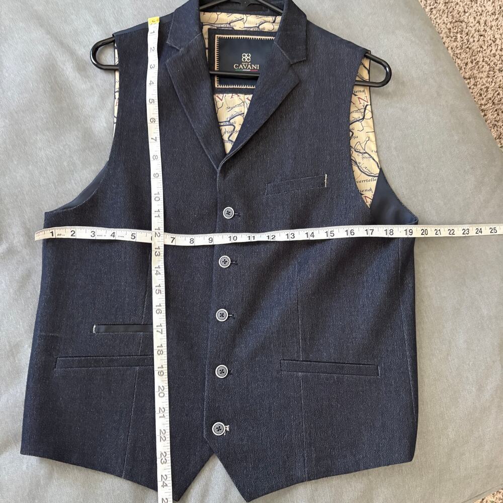 Cavan Suit Vest Waistcoat UK 40 EU 50 Navy Map Lining OldMoney Western - Picture 2 of 8